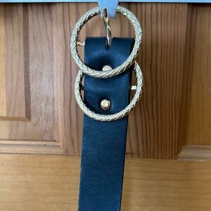 Elegant Black Belt with Gold Buckle